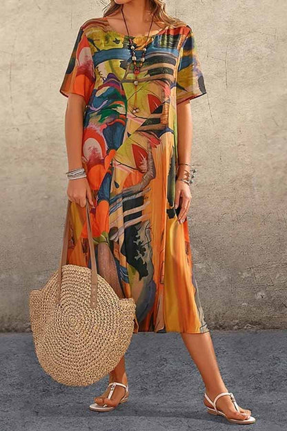 CM | túnica cuello redondo playa suelta maxi vestido