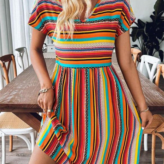 CM | Minivestido boho de rayas chic y fluido