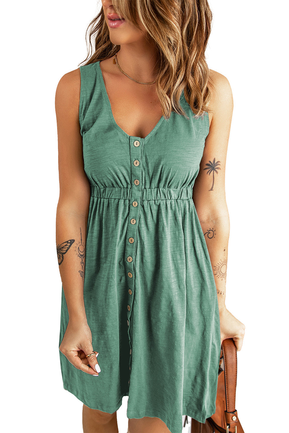 CM | Vestido corto sin mangas con botones