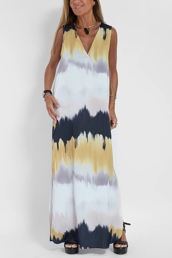 CM | Make Them Proud Maxi Vestido Relajado con Estampado Tie Dye de Satén