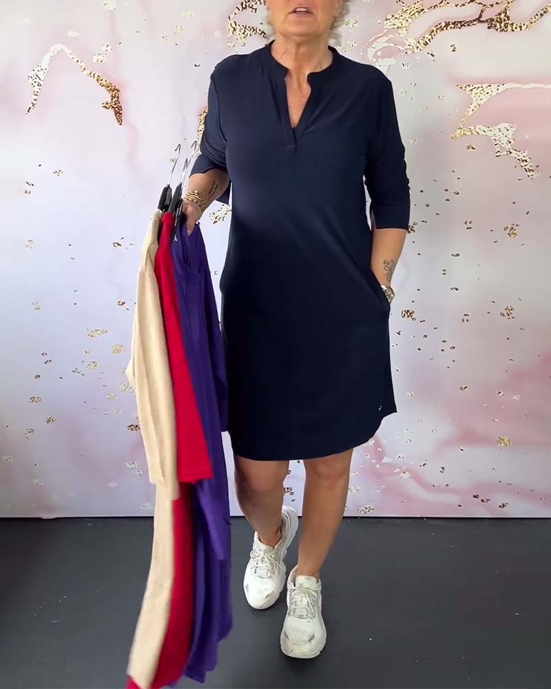 CM | Vestido monocolor con escote en V