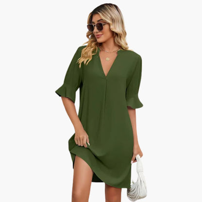 CM | Vestido midi de mujer con escote en V y media manga para el verano