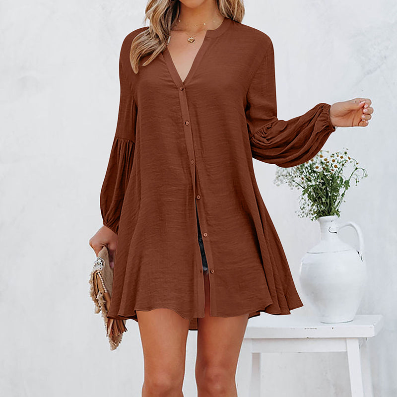 CM | Blusa de señora abotonada de un solo color
