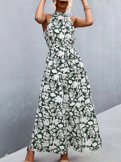 CM | Vestido mono de tirantes y escote halterneck con estampado de lunares ondulados