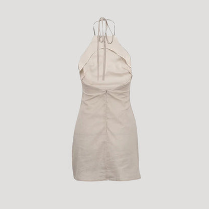 CM | Mini Vestido de Verano de Lino con Cuello