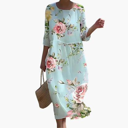 CM | Vestido midi floral de mujer con mangas 3/4 para el verano