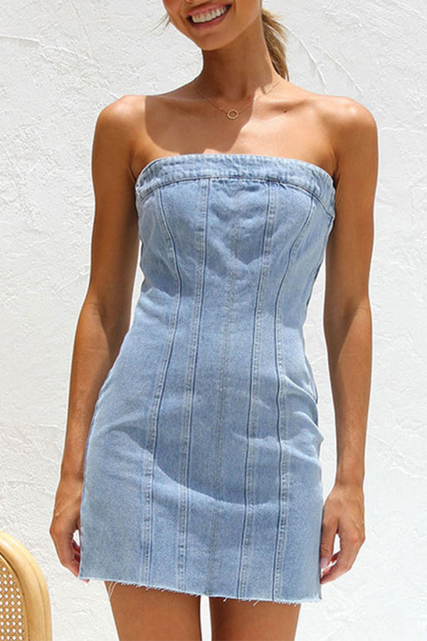 CM | Minivestido con forma de corpiño en denim