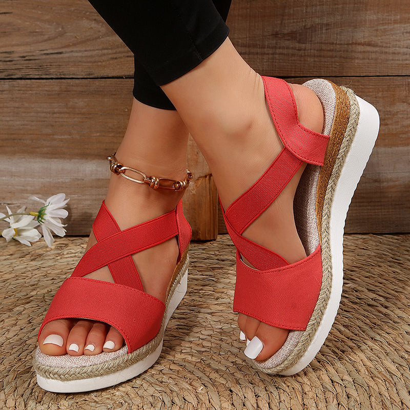 CM | sandalias de cuña correa cruzada plataforma gladiador