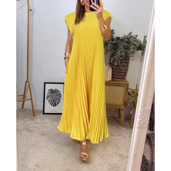 CM | Vestido plisado sencillo de señora monocolor