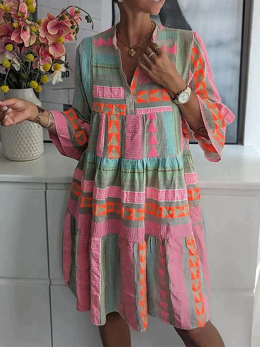 CM | Vestido corto con estampado geométrico de colores