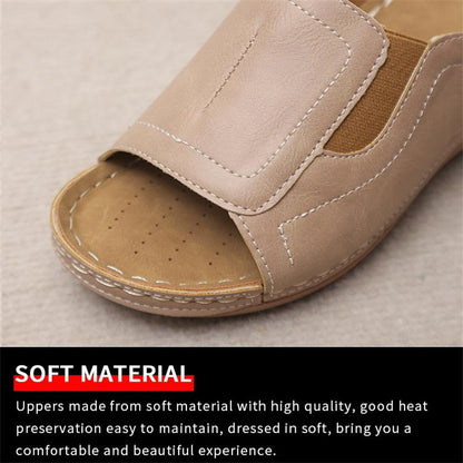 CM | Casual Verano Confort Diario Slip On Sandalias de cuero de color sólido