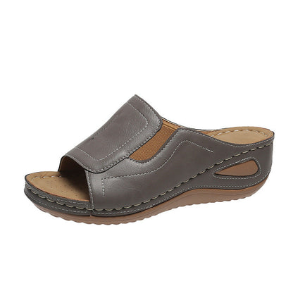 CM | Casual Verano Confort Diario Slip On Sandalias de cuero de color sólido