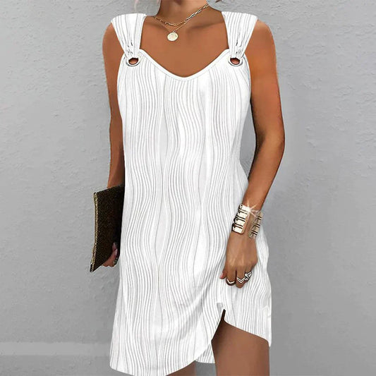 CM | Elegante mini vestido sencillo sin mangas
