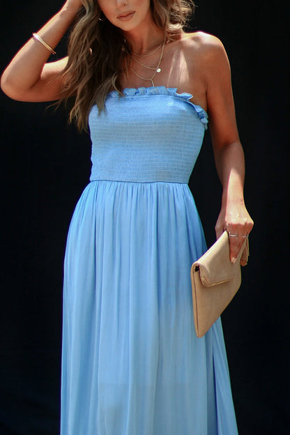 CM | Sameera Vestido largo con volantes y fruncidos