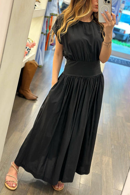 CM | MAKE A LIST VESTIDO MIDI RELAJADO DE CINTURA ELÁSTICA CON BOLSILLOS