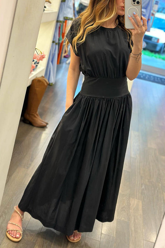 CM | MAKE A LIST VESTIDO MIDI RELAJADO DE CINTURA ELÁSTICA CON BOLSILLOS