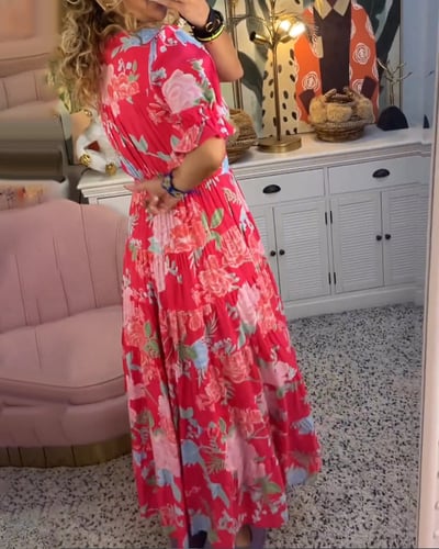 CM | Cómodo vestido largo con cuello en V y bolsillos