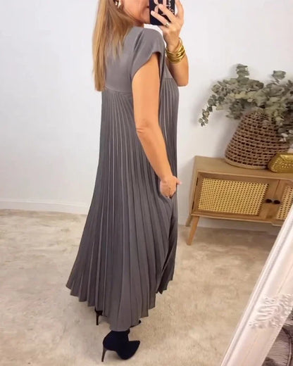 CM | Vestido plisado sencillo de señora monocolor