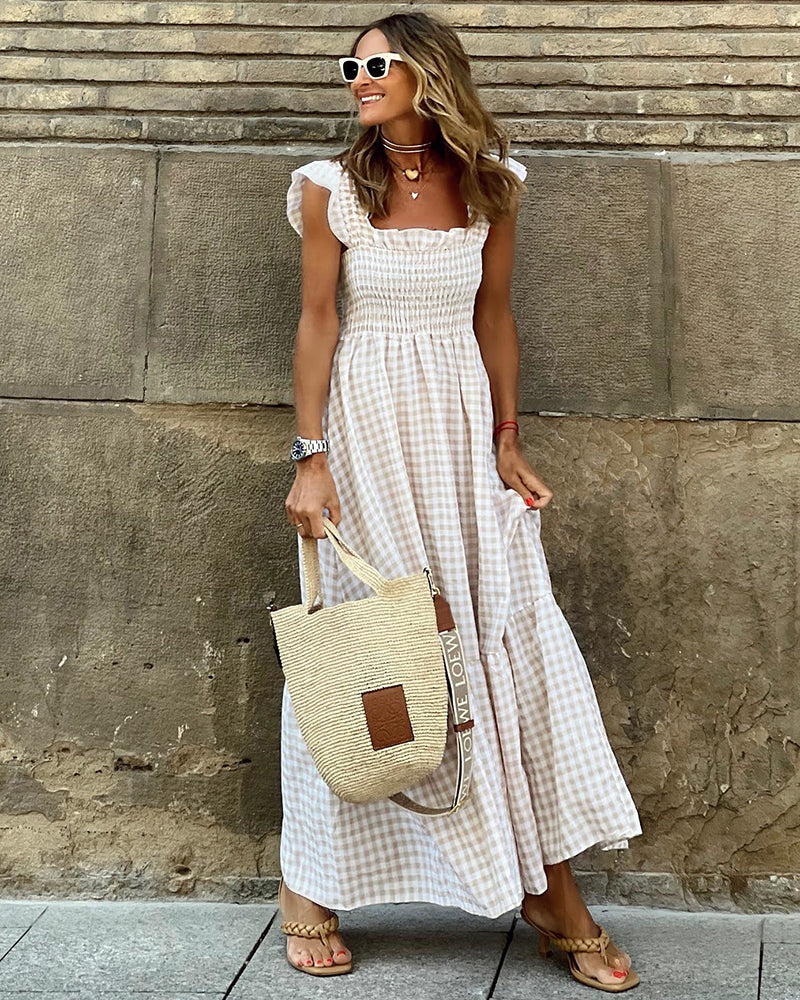 CM | Mariposa Manga Cintura Swing Maxi Vestido