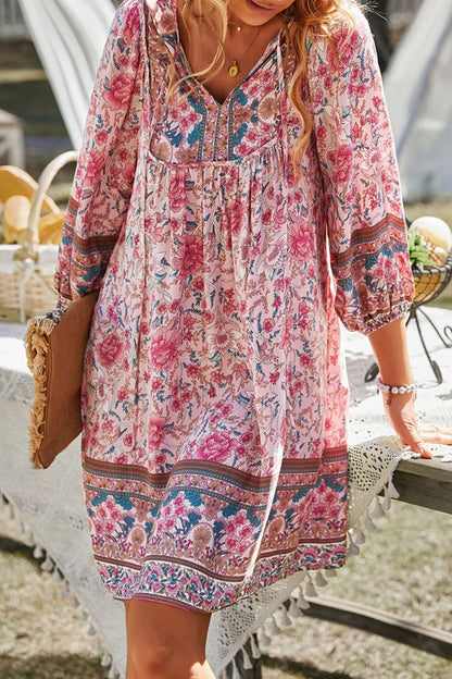 CM | Devine Minivestido estampado con escote anudado
