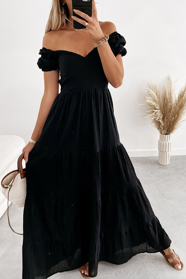 CM | Vestido de manga corta sin hombros, monocromático, sin espalda, sin tirantes, de talle alto.