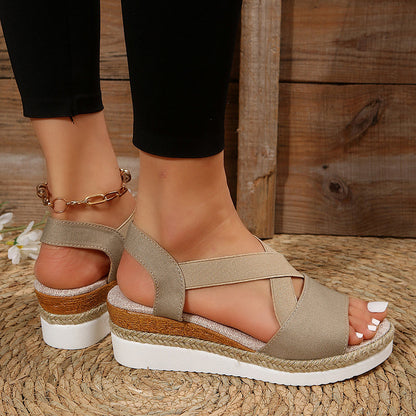 CM | sandalias de cuña correa cruzada plataforma gladiador