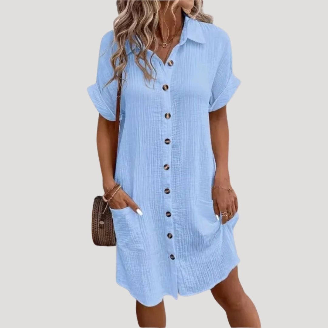 CM | Minivestido camisero abotonado de mujer
