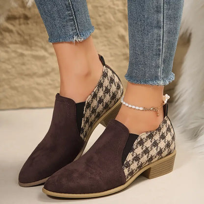 CM | CON ESTAMPADO DE PATA DE GALLO Y TACÓN GRUESO