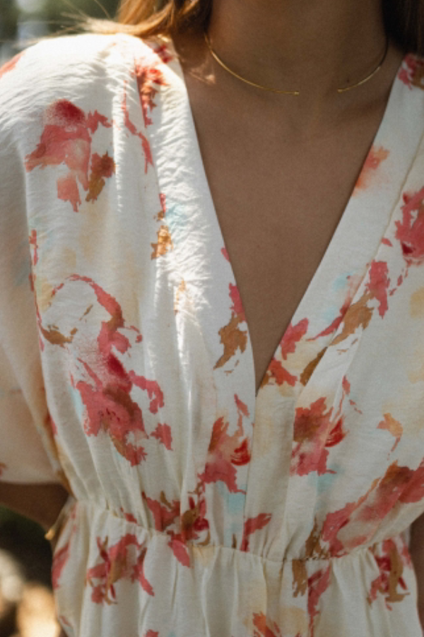 CM | Fashion Vestido largo estampado suelto con cuello en V