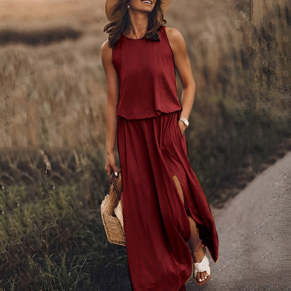 CM | Vestido largo, sin mangas y vaporoso