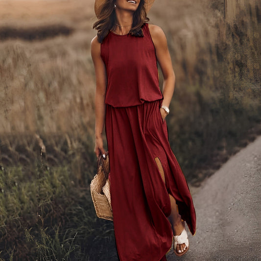 CM | Vestido largo, sin mangas y vaporoso