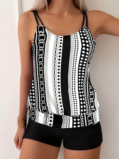CM | Tankini de rayas con estampado