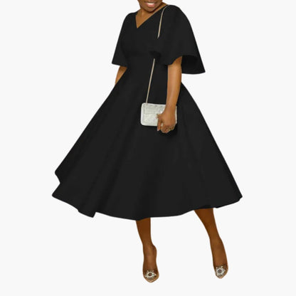 CM | Vestido midi de verano para mujer con bolsillos y manga corta
