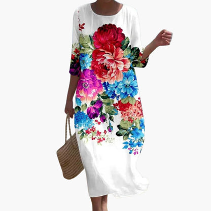 CM | Vestido midi floral de mujer con mangas 3/4 para el verano