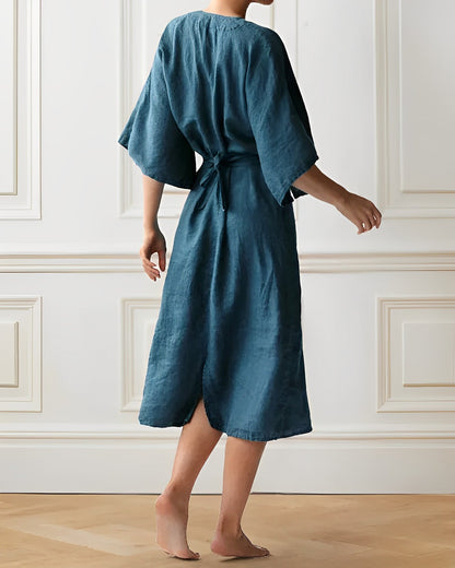 CM | Cuello en V - Mangas kimono - Cintura entallada - Elegante largo midi
