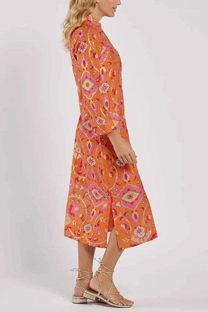 CM | Vestido midi estampado con cuello alto