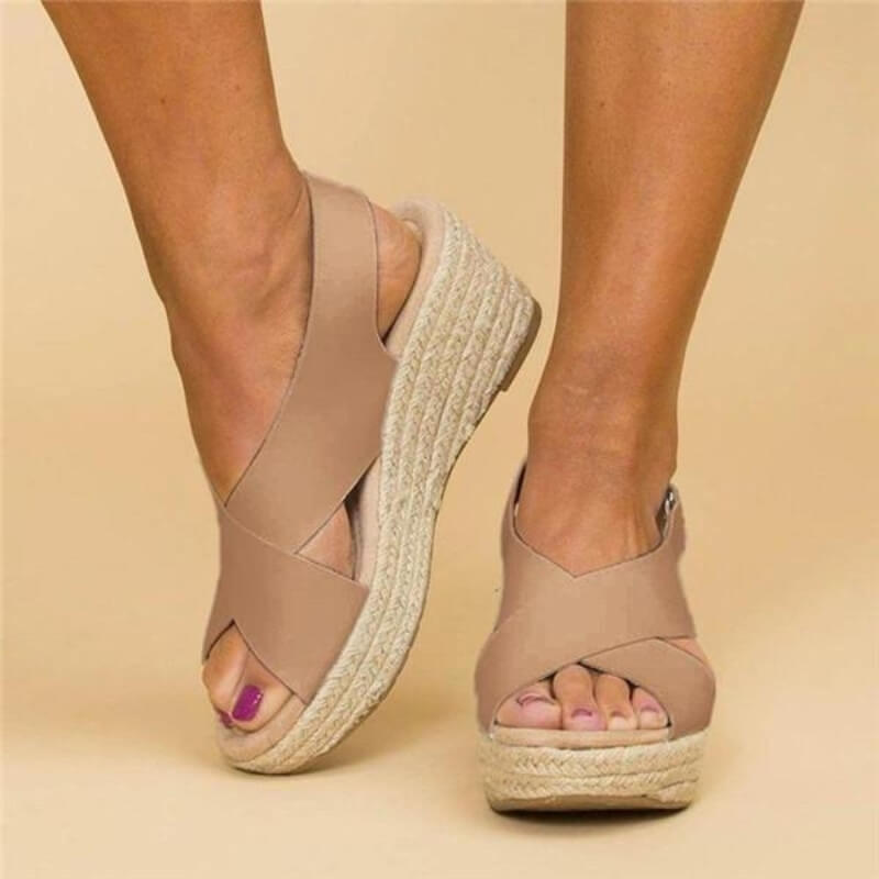 CM | Sandalias de cuña con tiras cruzadas