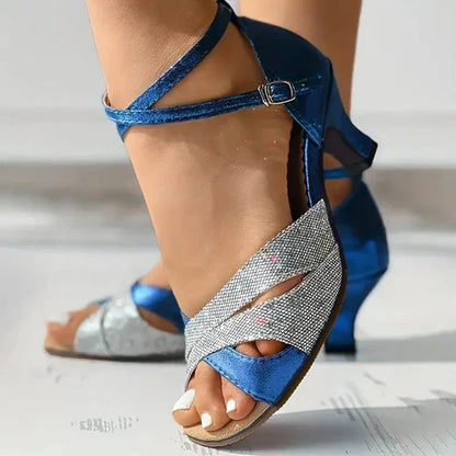 CM | Sandalias de mujer con tacón de purpurina