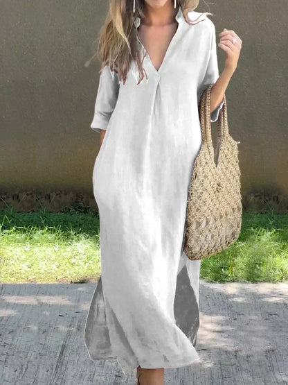 CM | Chic maxi vestido de verano con cuello en V
