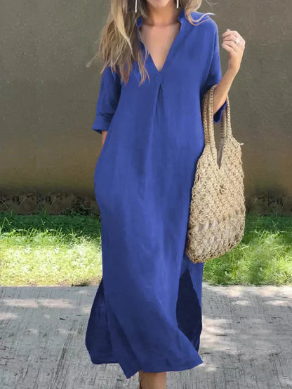 CM | Chic maxi vestido de verano con cuello en V