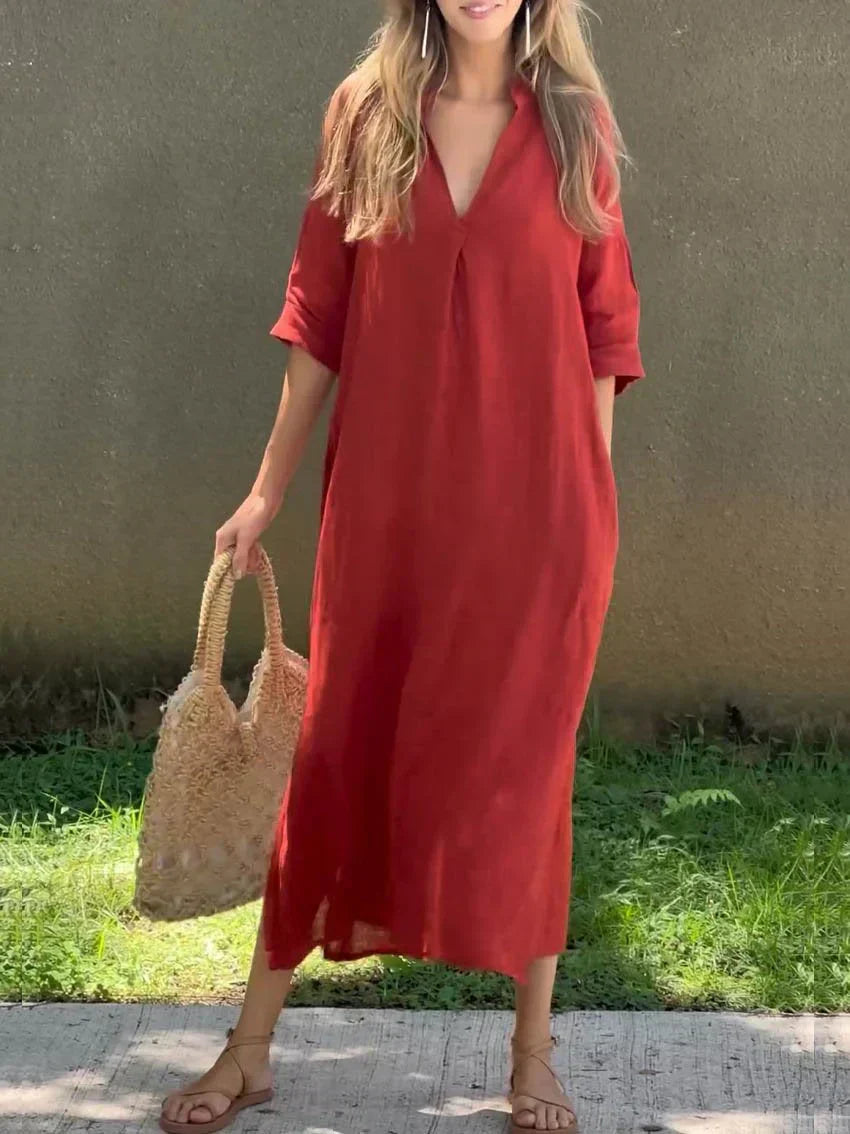 CM | Chic maxi vestido de verano con cuello en V