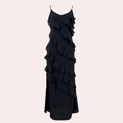 CM | Vestido de noche para mujer - Vestido largo hasta el suelo - Tirantes finos - Adecuado para ocasiones formales
