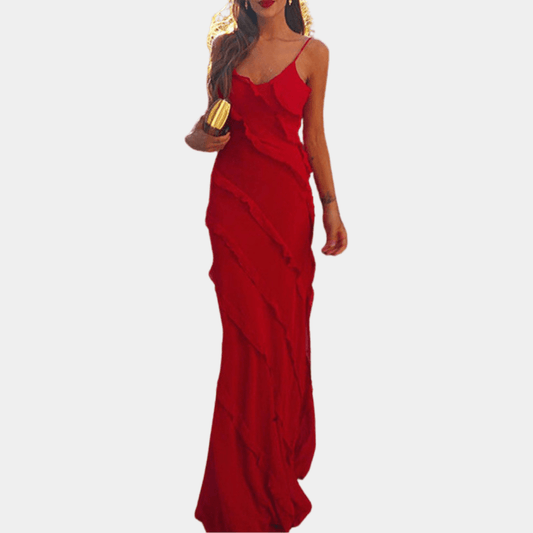 CM | Vestido de noche para mujer - Vestido largo hasta el suelo - Tirantes finos - Adecuado para ocasiones formales
