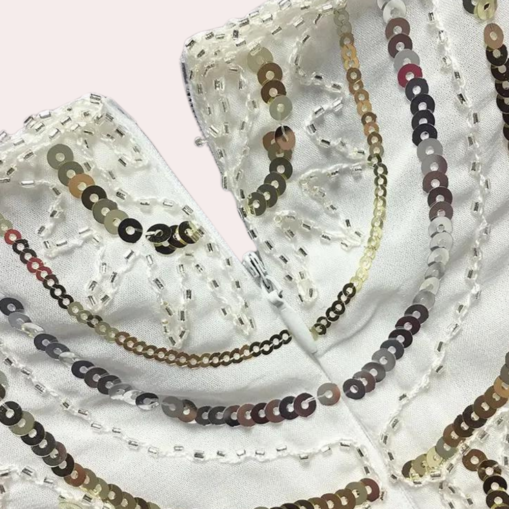 CM | Glamuroso mini vestido de verano de lentejuelas para mujer