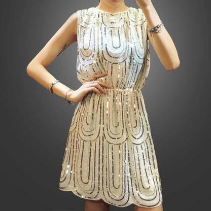 CM | Glamuroso mini vestido de verano de lentejuelas para mujer