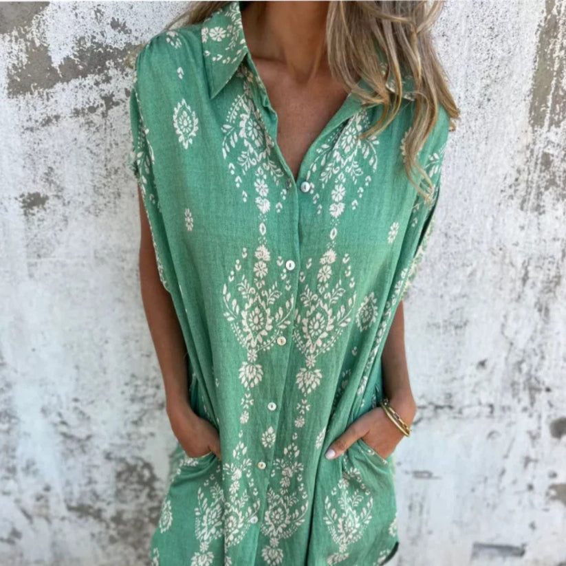 CM | Vestido corto de corte holgado y estampado desenfadado para el día a día