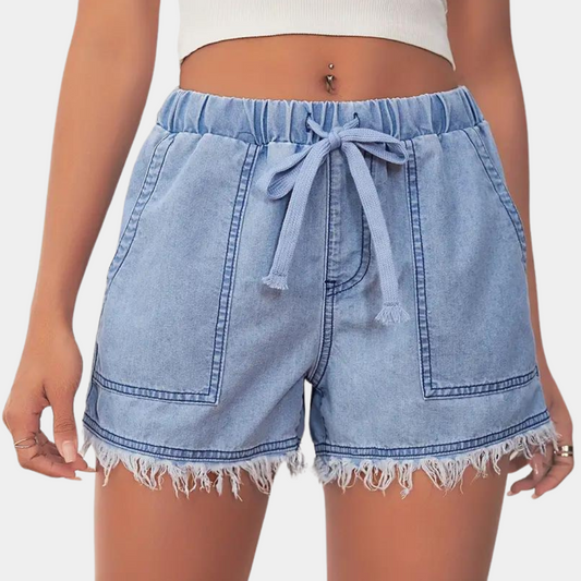 CM | Pantalones cortos para mujer con dobladillo de golf y cordón de ajuste