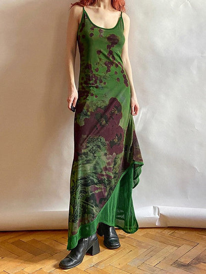 CM | Maxi Vestido Vintage de Malla con Capas