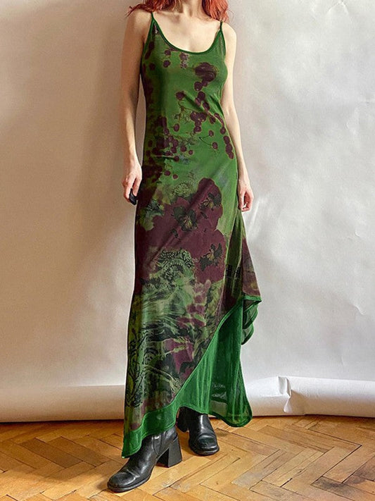 CM | Maxi Vestido Vintage de Malla con Capas
