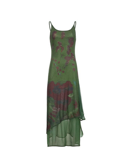 CM | Maxi Vestido Vintage de Malla con Capas
